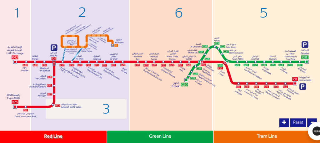 Dubai Metro Zone Map